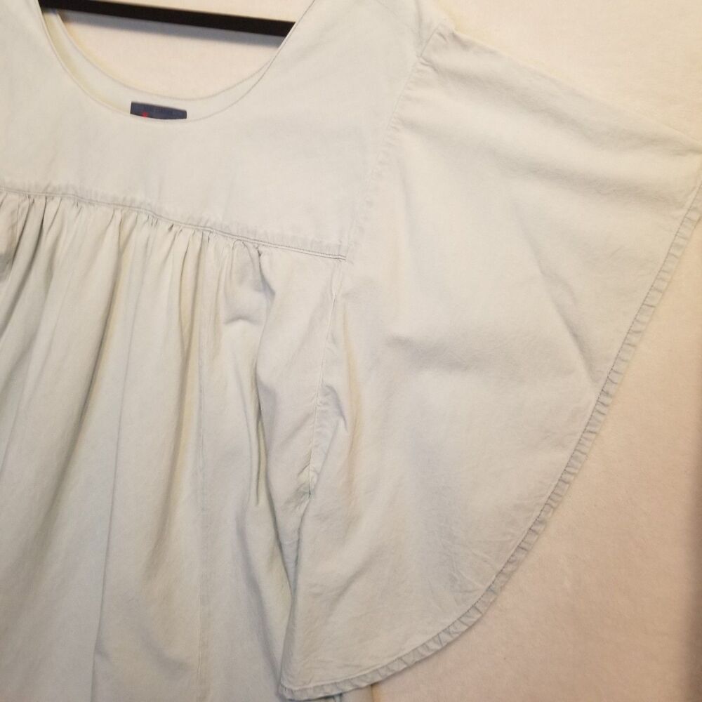 Lucky Brand 2X Dress Light Blue Chambray Flounce Coastal Cotton Hemp Beach Boho - Picture 3 of 9